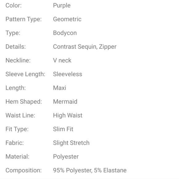 Purple Geometric Sequined V Neck, Sleeveless Mermaid Maxi Gown - Picture 10 of 11